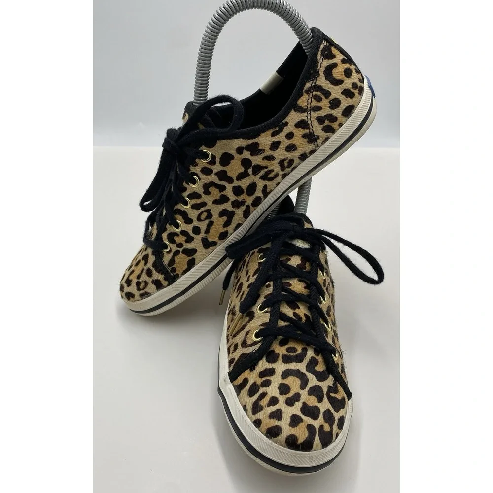 Keds X Kate Spade Women's Kickstart Low Calf Hair Leopard Print‎ Sneakers Sz 4 M